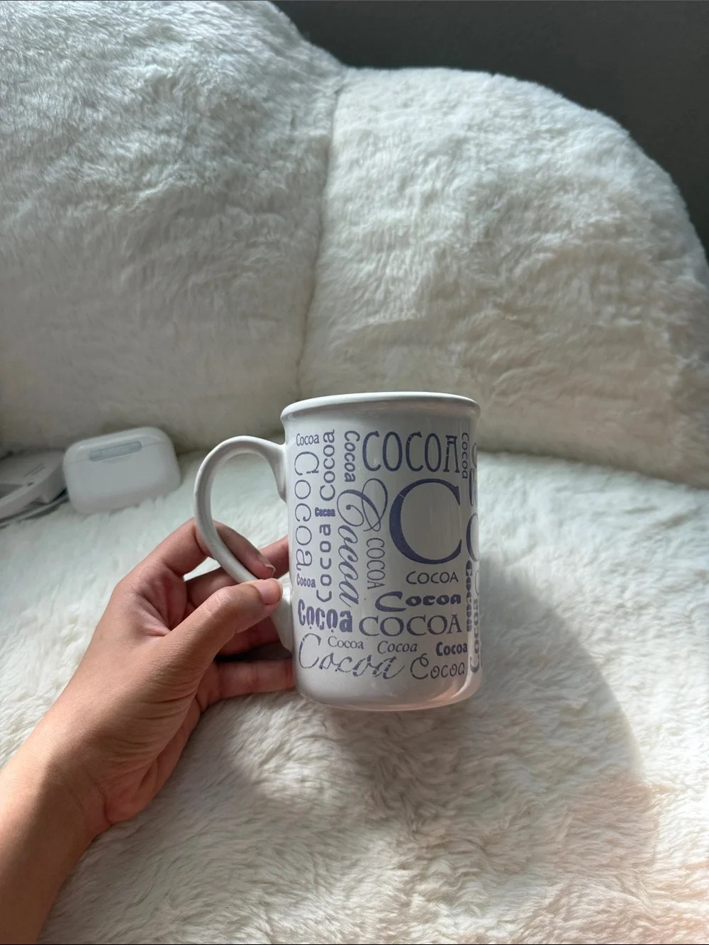 Hot Cocoa Mug Chocolate white purple